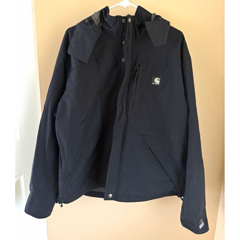 Carhartt J162 BLK Rain Defender Hooded Anorak Zip Jacket Black Men's L